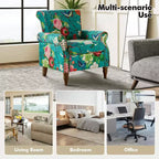 Araceli traditionele houten bloemenfauteuil met bekleding, hoge rugleuning en sierspijkerrand| ART OF LIVING DESIGNS