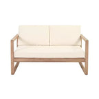 Set di mobili da giardino in legno di acacia, set da esterno con tavolino da caffè e morbidi cuscini per cortile, portico e balcone, beige - Merax