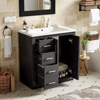 Meuble-lavabo de salle de bains de 30 po à lavabo simple, avec armoire et 3 tiroirs – noir / bleu / vert / indigo / blanc