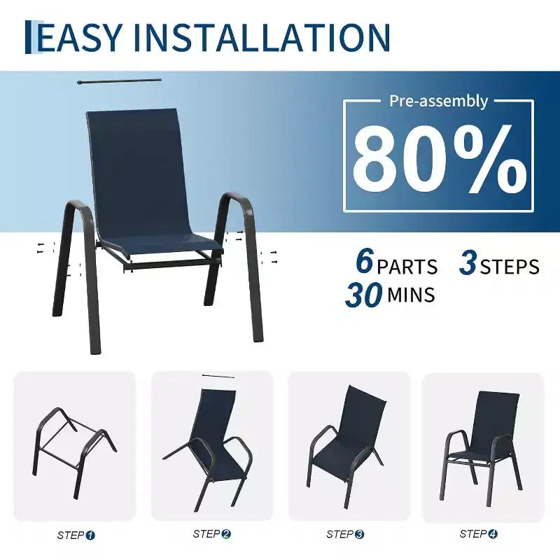 Sillas de patio, juego de 4/6 sillas de comedor apilables para exteriores, ligeras y resistentes a todo tipo de clima, de textileno, con reposabrazos, para jardín y zona de piscina