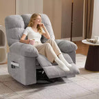 Massagestoel met warmtefunctie - 360° draaibare schommelstoel, extra brede eenpersoonsbank met vibratie, USB en opbergvakken voor woonkamer/slaapkamer