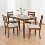 5-teiliges Esszimmerset aus Massivholz, 47L (1 Tisch + 4 Stühle mit Sprossenlehne)