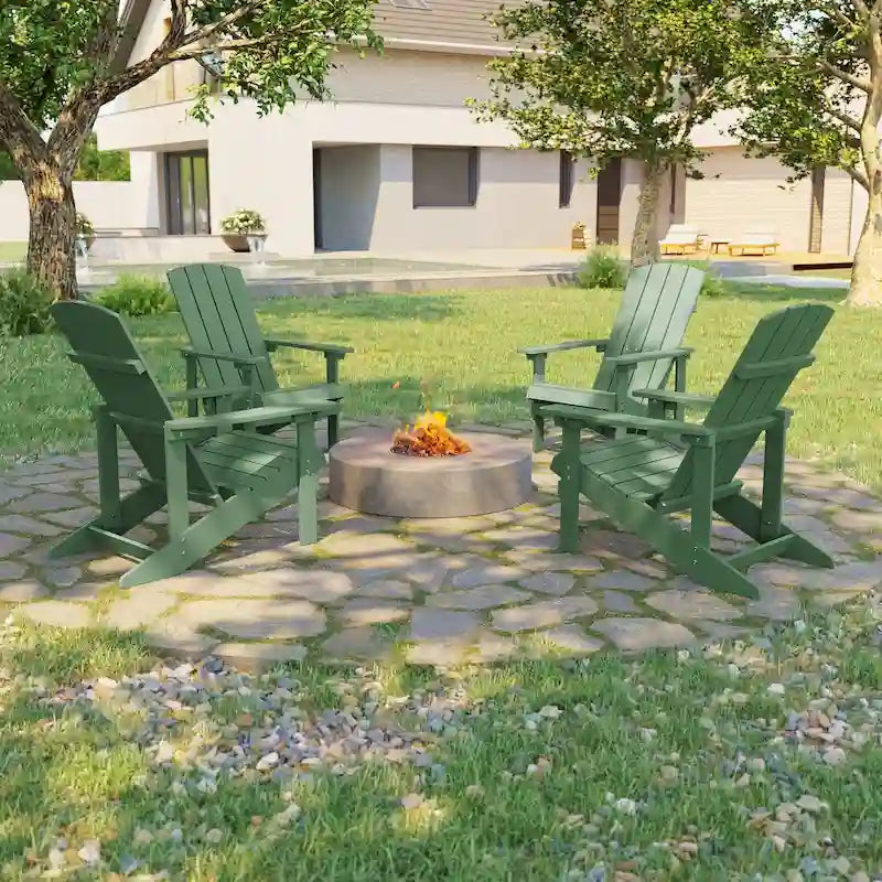 Bonosuki Set di 4 sedie Adirondack da esterno in legno resistente agli agenti atmosferici