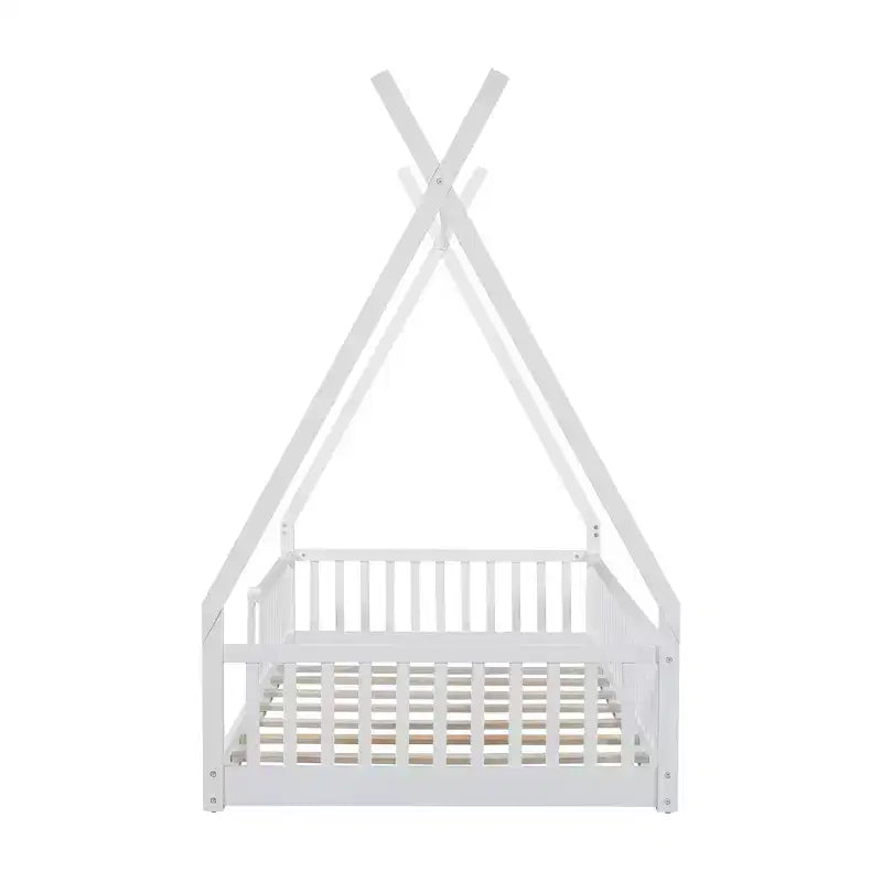 Letto a pavimento per bambini, letti a tenda singoli, letto Montessori a pavimento con doghe e sponde, struttura letto a casetta in legno per bambini e bambine