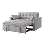 Divano letto loveseat 4 in 1 con braccioli e tasche portaoggetti, divano letto estraibile trapuntato multifunzione con schienale regolabile