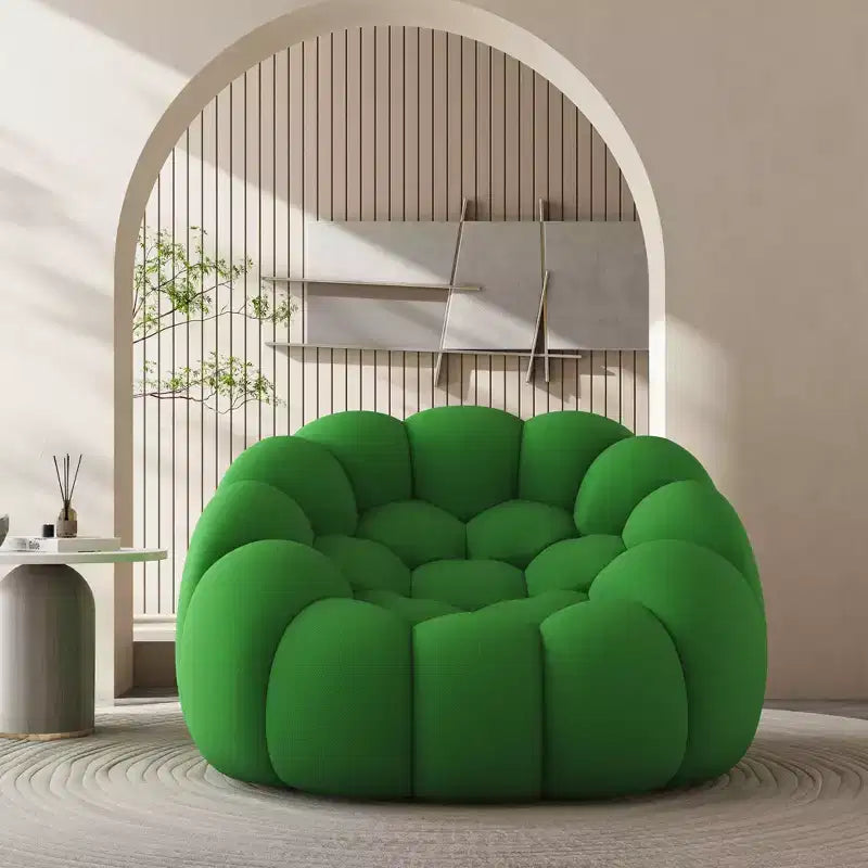 Canapé de sol bulle de 119 cm avec design incurvé, fauteuil poire 3D pour salon, vert