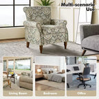 Araceli traditionele houten bloemenfauteuil met bekleding, hoge rugleuning en sierspijkerrand| ART OF LIVING DESIGNS