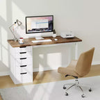 Computerbureau van 47 inch met 5 opbergladen, omkeerbare moderne rustieke studie- en schrijftafel, thuiswerkplek voor kleine ruimtes