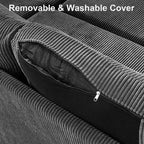 Sofá cama extraíble 2 en 1 Dyonery con chaise longue con almacenamiento, sofá seccional de pana C con puertos USB para sala de estar