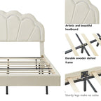 Set da camera da letto in 2 pezzi, letto a piattaforma matrimoniale LED con pouf contenitore