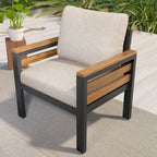 4-teiliges Gartensofaset für 5 Personen mit Couchtisch aus Massivholz und abnehmbaren Kissen