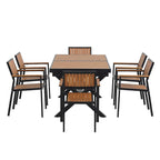7-teiliges ausziehbares Esszimmer-Set mit ausziehbarem Tisch und 6 Armlehnstühlen