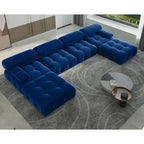 138' umbaubares modulares Ecksofa, U-förmige minimalistische Samtsofas