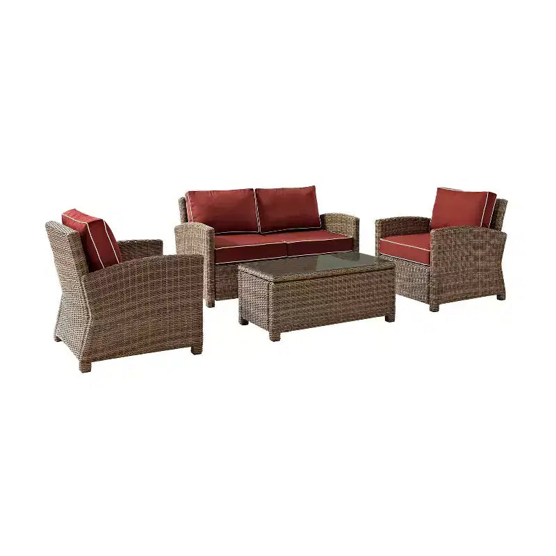 Set da conversazione da esterno in vimini, 4 pezzi, Bradenton - Crosley