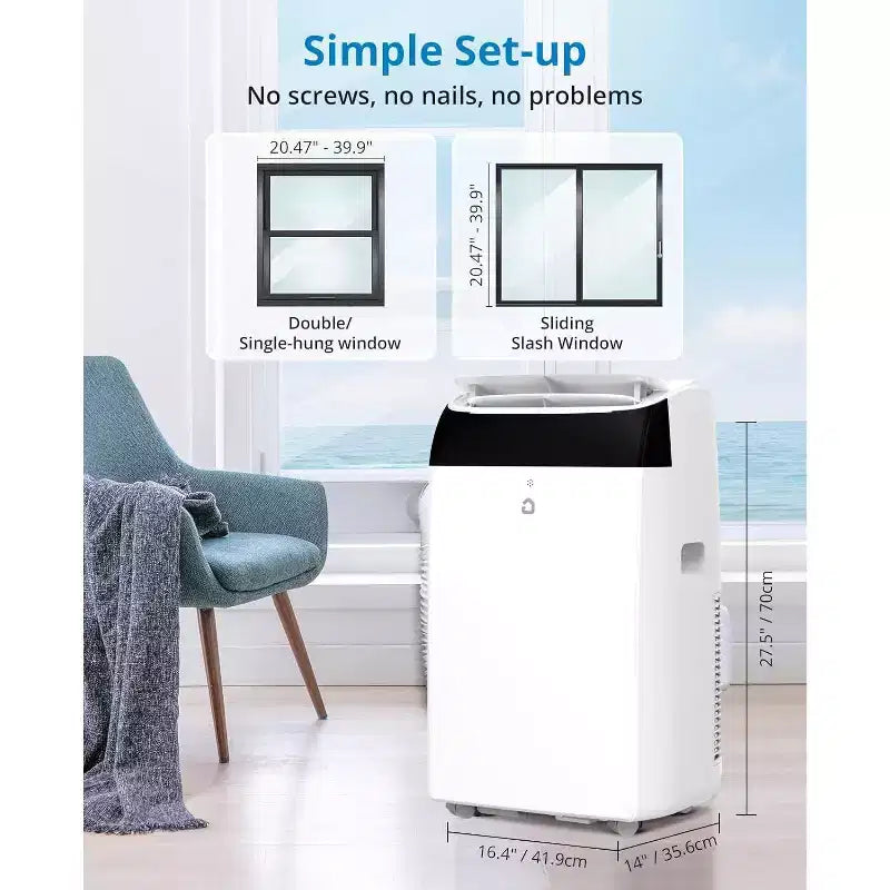 Klimaanlage mit 14.000 BTU, kühlt bis zu 750 Sq. Ft., tragbare 3-in-1-Klimaanlage mit Kühl-, Entfeuchtungs- und Ventilatormodus sowie Fernbedienung