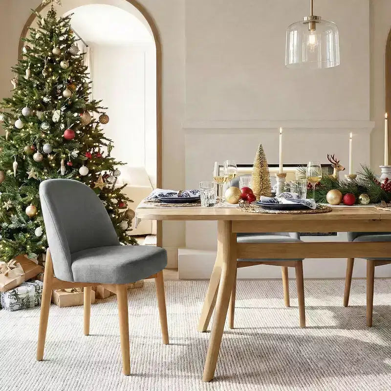 Set da pranzo composto da 9 pezzi per 8 persone, tavolo allungabile con base a cavalletto e sedie imbottite con gambe in legno massello-Panipeachy