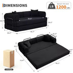 Sofá cama convertible 4 en 1, colchón de suelo plegable de pana sin armazón de 79 pulgadas con almohada, sofá biplaza sin montaje para apartamentos pequeños