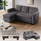 Sofá cama extraíble 2 en 1 Dyonery con chaise longue con almacenamiento, sofá seccional de pana C con puertos USB para sala de estar