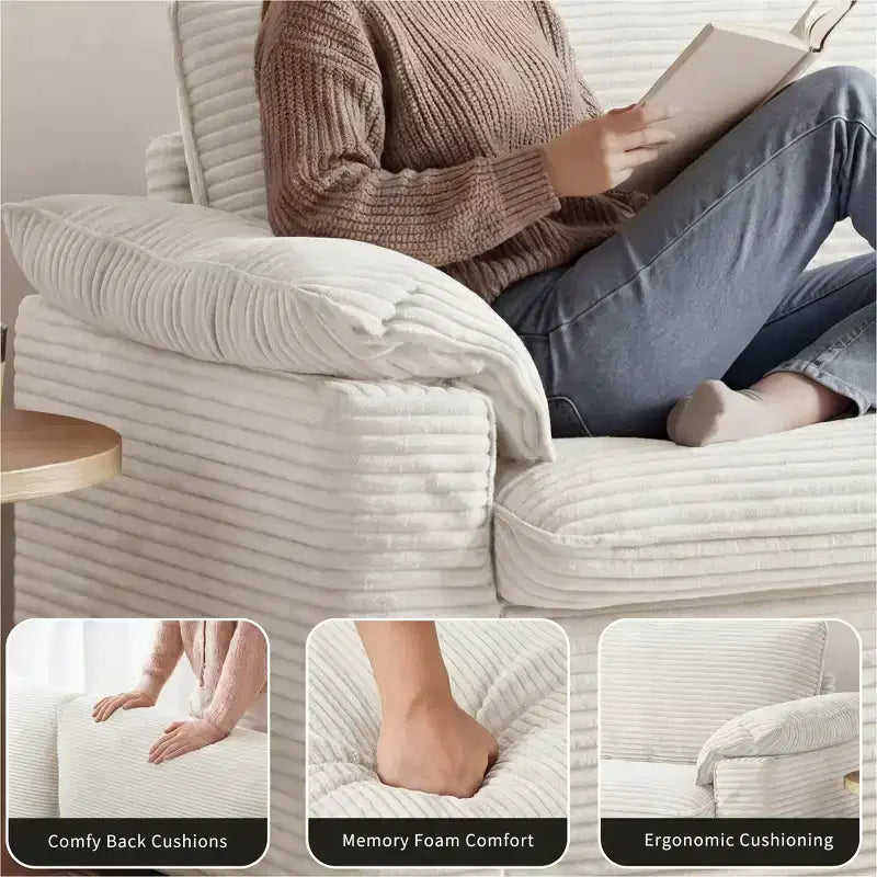 Dwuosobowa sofa Dyonery 86 Cloud, głębokie siedzisko, szerokie podłokietniki z poduszkami, solidna rama, przewiewna ergonomiczna konstrukcja