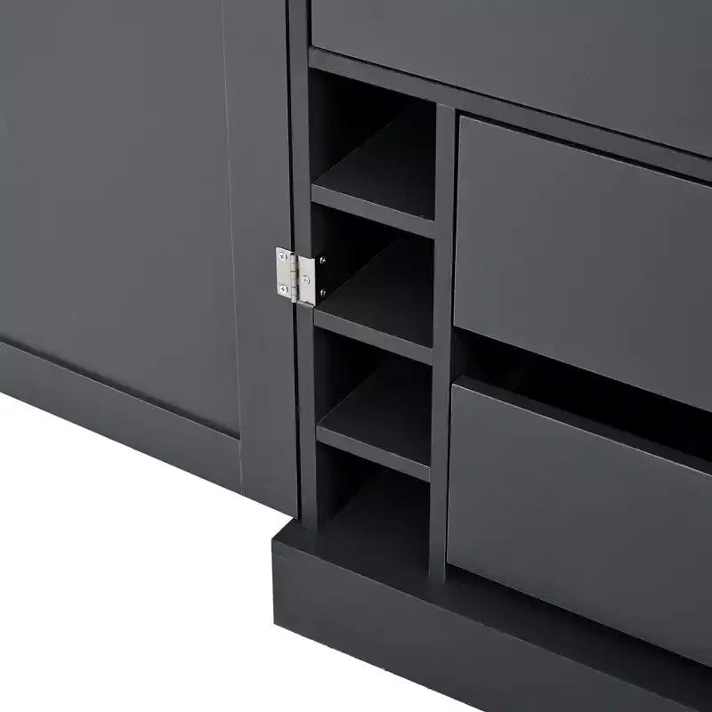 Despensa de cocina independiente de 77 pulgadas de alto, armario de almacenamiento estilo granja con estantes ajustables, estantes en las puertas, cajones y botelleros - ModernLuxe