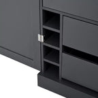 Despensa de cocina independiente de 77 pulgadas de alto, armario de almacenamiento estilo granja con estantes ajustables, estantes en las puertas, cajones y botelleros - ModernLuxe