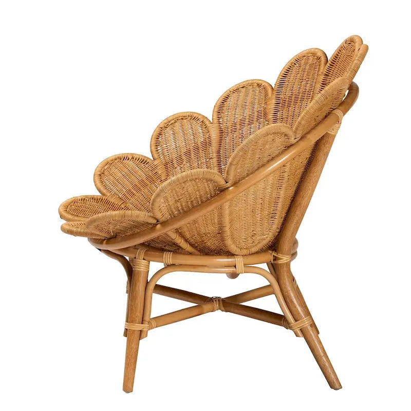Poltrona floreale d'accento Blossom Bohemian in rattan color miele