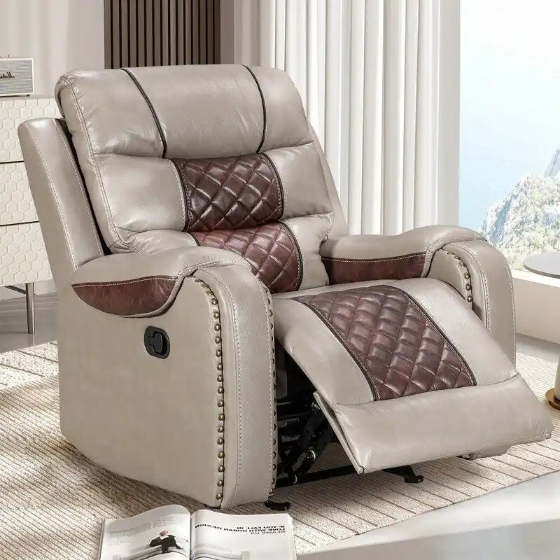 Poltrona reclinabile di grandi dimensioni in finta pelle, design americano, per il soggiorno