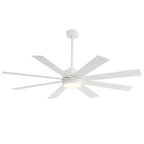 Ventilatore da soffitto nero da 65 pollici con 8 pale, LED, luce e telecomando