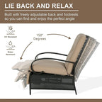 Verstellbarer Relaxsessel für die Terrasse, Lounge-Sofa mit Kissen - 38 (T) x 26.5 (B) x 38.5 (H) ZOLL