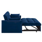 Divano letto loveseat 4 in 1 con braccioli e tasche portaoggetti, divano letto estraibile trapuntato multifunzione con schienale regolabile