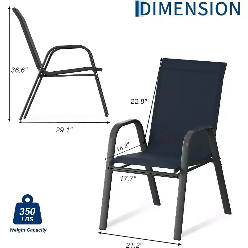 Sillas de patio, juego de 4/6 sillas de comedor apilables para exteriores, ligeras y resistentes a todo tipo de clima, de textileno, con reposabrazos, para jardín y zona de piscina