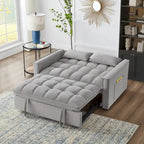 Divano letto loveseat 4 in 1 con braccioli e tasche portaoggetti, divano letto estraibile trapuntato multifunzione con schienale regolabile