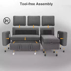 Sofá cama extraíble 2 en 1 Dyonery con chaise longue con almacenamiento, sofá seccional de pana C con puertos USB para sala de estar