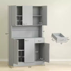 Armario despensa de cocina 71, armario alto de almacenamiento con soporte para microondas, alacena de cocina moderna, 3 estantes ajustables para sala de estar y comedor