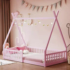 Letto a pavimento per bambini, letti a tenda singoli, letto Montessori a pavimento con doghe e sponde, struttura letto a casetta in legno per bambini e bambine