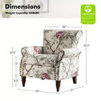 Araceli traditionele houten bloemenfauteuil met bekleding, hoge rugleuning en sierspijkerrand| ART OF LIVING DESIGNS