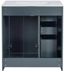 Meuble-lavabo de salle de bains de 30 po à lavabo simple, avec armoire et 3 tiroirs – noir / bleu / vert / indigo / blanc