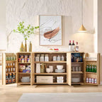 Aparador de cocina con 4 puertas y estantes, aparador moderno grande para almacenamiento, aparador bar para café de 66 pulgadas