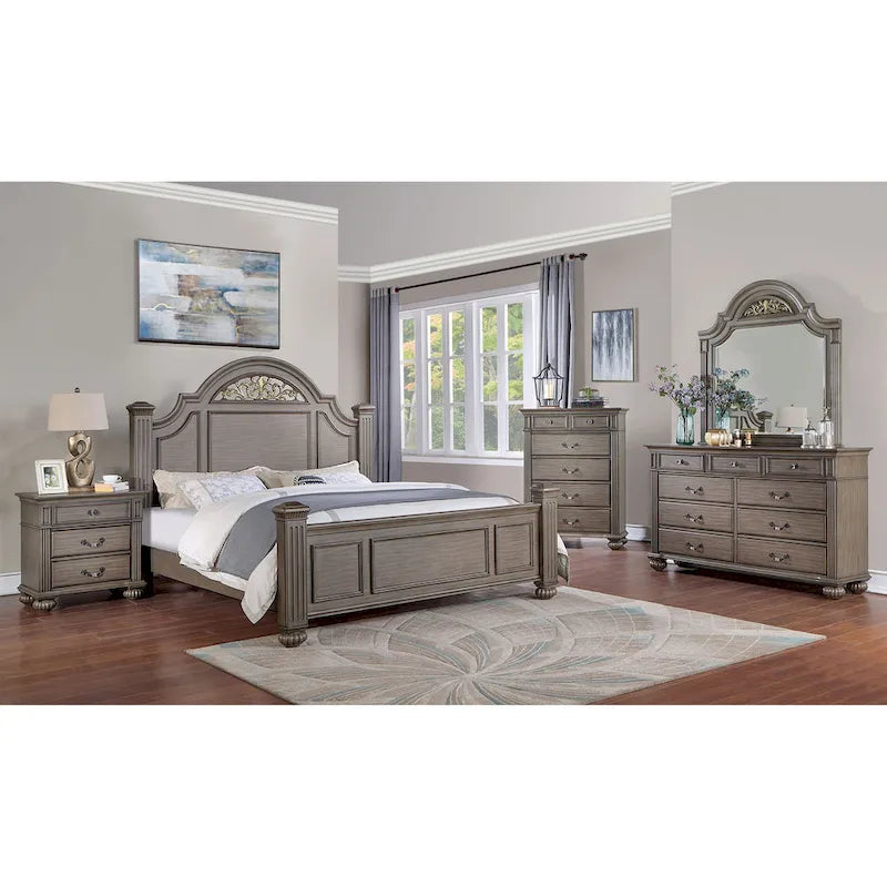 Vame traditionelles 2-teiliges Set aus Kommode mit 9 Schubladen und Spiegel von Furniture of America