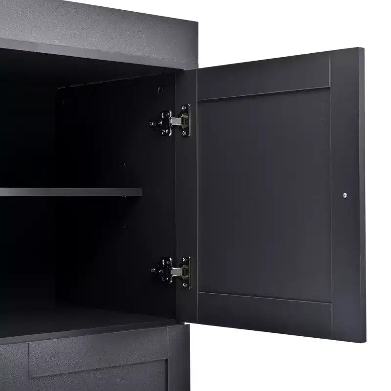Despensa de cocina independiente de 77 pulgadas de alto, armario de almacenamiento estilo granja con estantes ajustables, estantes en las puertas, cajones y botelleros - ModernLuxe