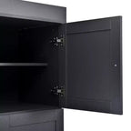 Despensa de cocina independiente de 77 pulgadas de alto, armario de almacenamiento estilo granja con estantes ajustables, estantes en las puertas, cajones y botelleros - ModernLuxe