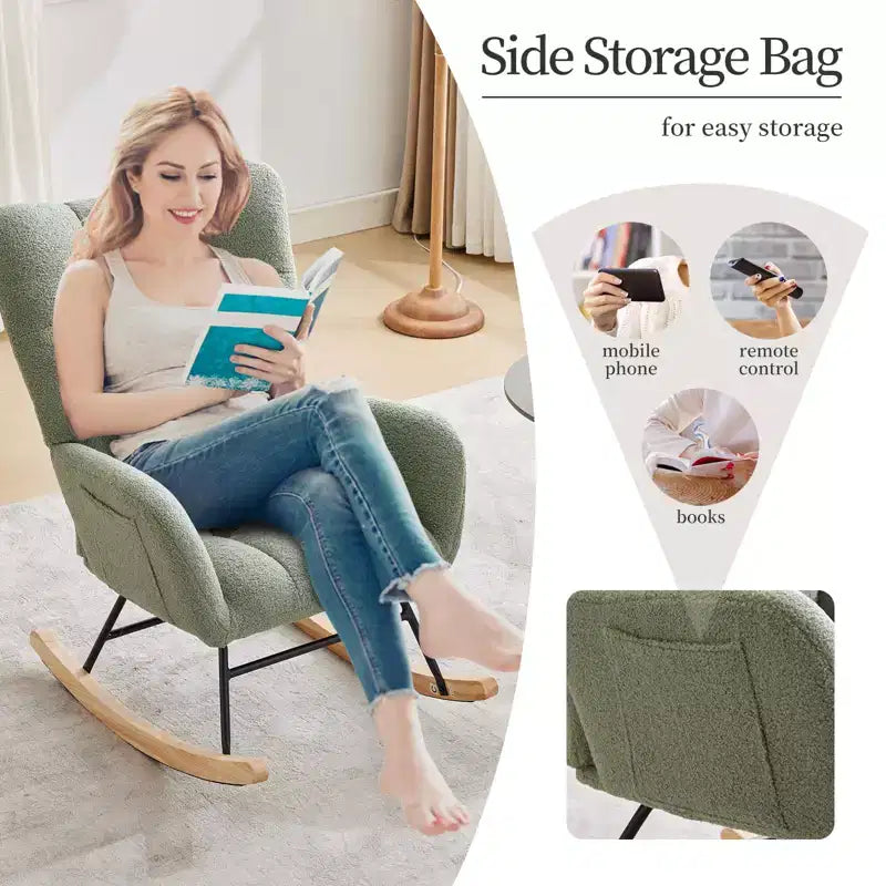 Mecedora para bebé, sillón balancín deslizante para lactancia para la sala de estar, cómodos sillones decorativos para dormitorio, sillones de interior tapizados en felpa tipo teddy