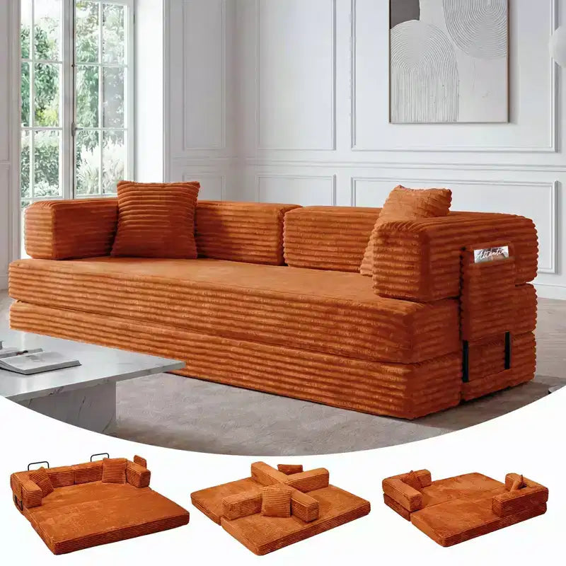 80.7 καναπές-κρεβάτι 5-σε-1 Convertible Sleeper - Κοτλέ, 1200 lbs, Χωρίς συναρμολόγηση