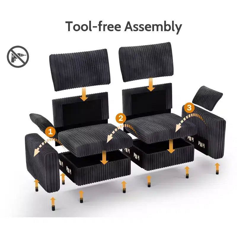 Modulares Cord-Sofaelement von Dyonery mit abnehmbaren, waschbaren Bezügen