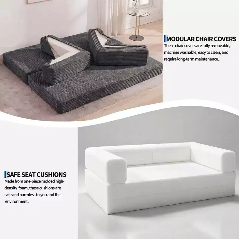 80.7 καναπές-κρεβάτι 5-σε-1 Convertible Sleeper - Κοτλέ, 1200 lbs, Χωρίς συναρμολόγηση
