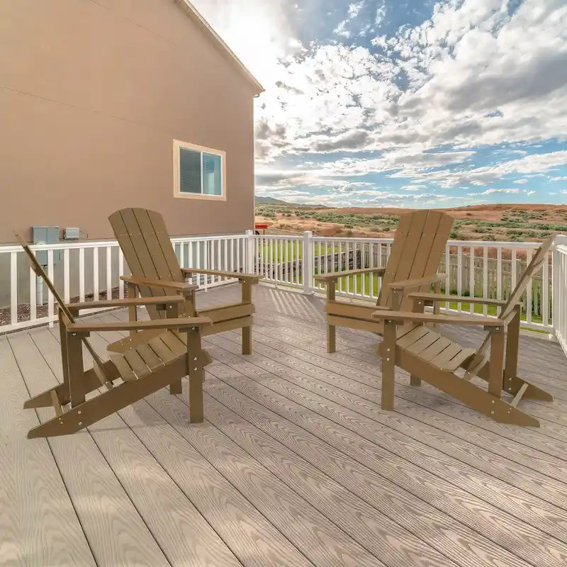 Bonosuki Set di 4 sedie Adirondack da esterno in legno resistente agli agenti atmosferici