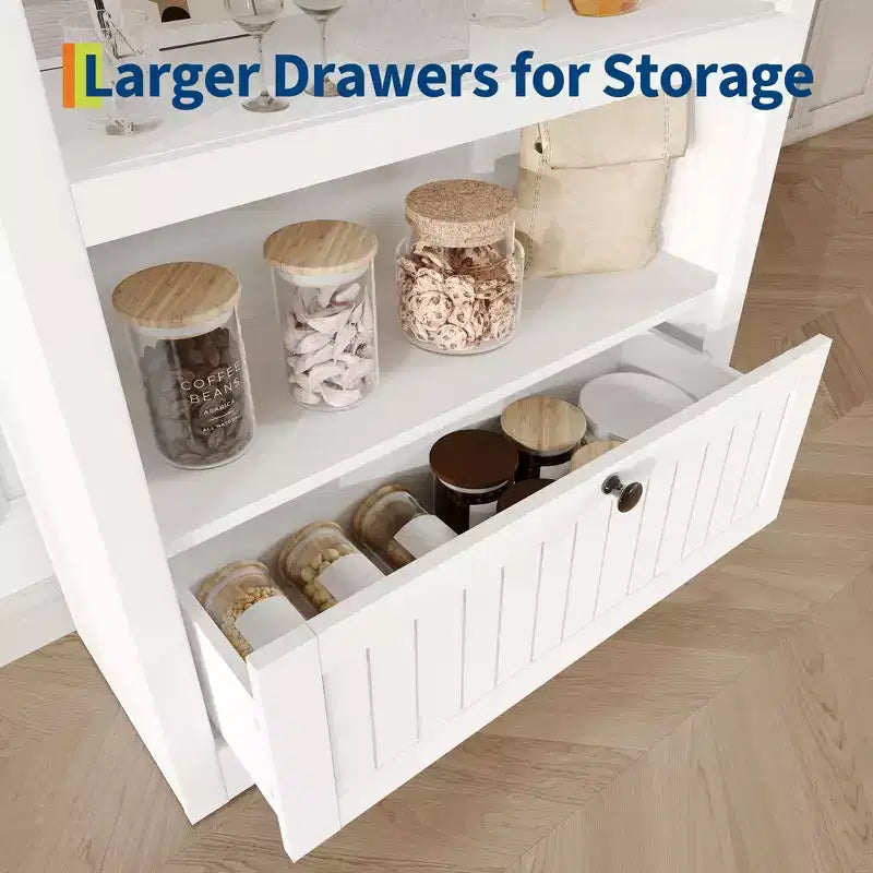 Libreria ad arco da 72" con cassetto contenitore, mobile espositore moderno in legno a 6 ripiani con scaffali aperti e cassetto inferiore, anta curva