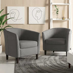 2er-Set moderne Leinen-Sessel im Fassdesign, Clubsessel