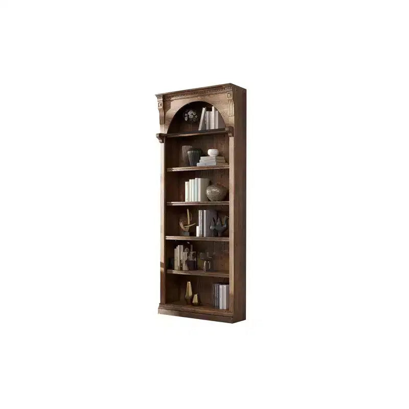 94 traditionelles hohes Bücherregal aus Holz mit Stauraum, Stratton-Kollektion, Braun – Martin Furniture