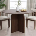 Table à manger ronde PexFix de 45 x 45 en bois massif, finition noyer et pieds élégamment arqués, pour salles à manger et cuisines modernes